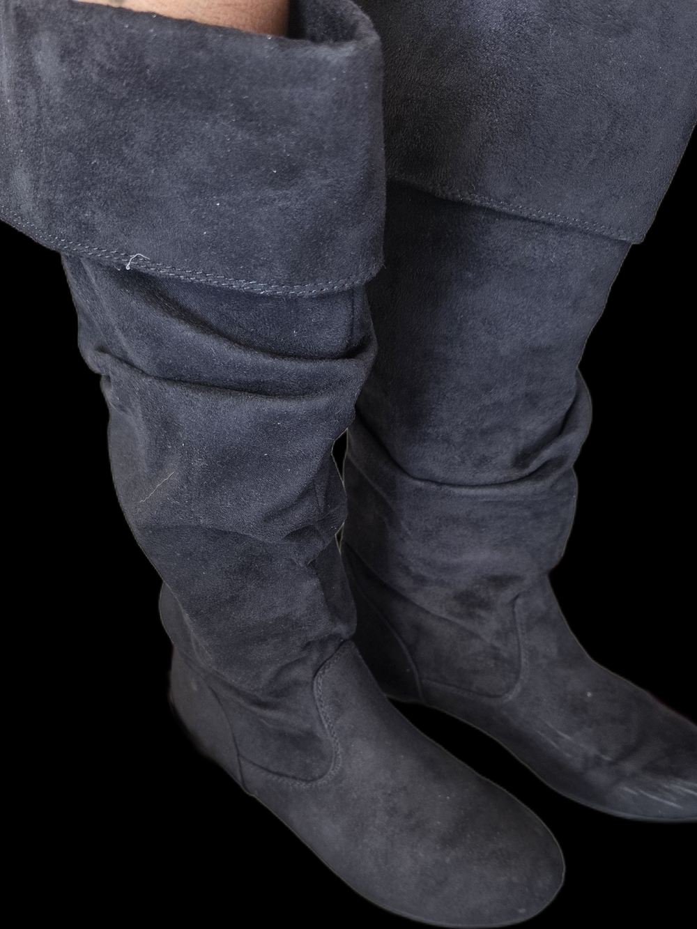 SO Brand Soandie Black Suede Slouchy High Boots 7.5